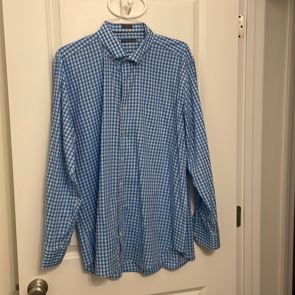 Peter Millar size XL men’s button down plaid shirt.